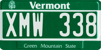 VT license plate XMW338