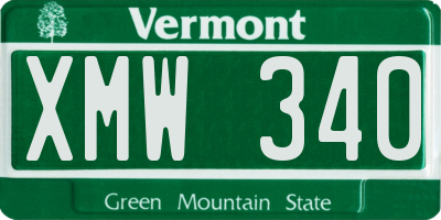 VT license plate XMW340