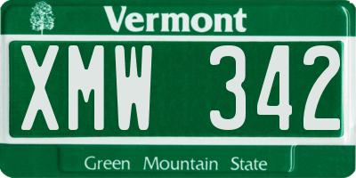 VT license plate XMW342
