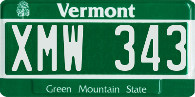 VT license plate XMW343