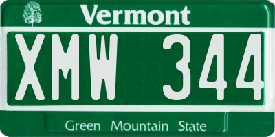 VT license plate XMW344