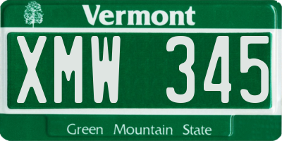 VT license plate XMW345