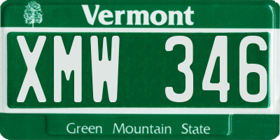 VT license plate XMW346