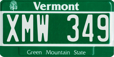 VT license plate XMW349