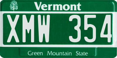 VT license plate XMW354
