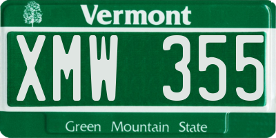 VT license plate XMW355