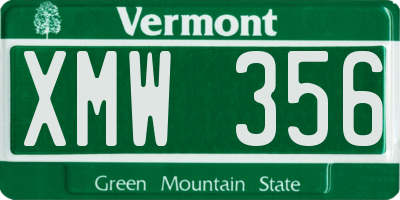 VT license plate XMW356