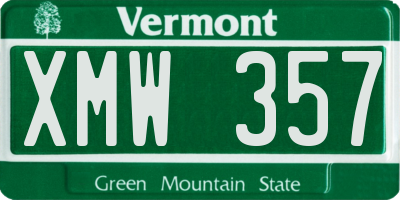 VT license plate XMW357