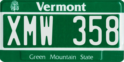 VT license plate XMW358