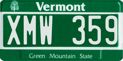 VT license plate XMW359