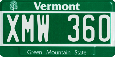 VT license plate XMW360