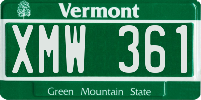 VT license plate XMW361