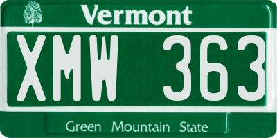 VT license plate XMW363
