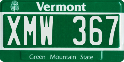 VT license plate XMW367