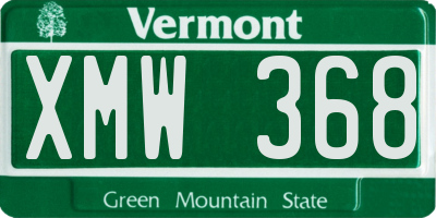 VT license plate XMW368