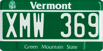 VT license plate XMW369