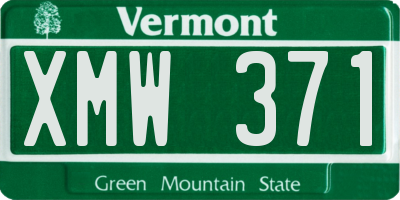 VT license plate XMW371