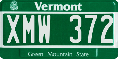 VT license plate XMW372
