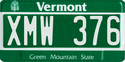 VT license plate XMW376