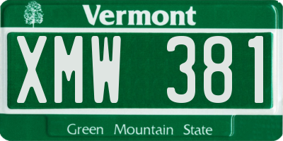 VT license plate XMW381