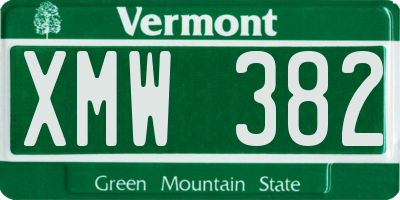 VT license plate XMW382