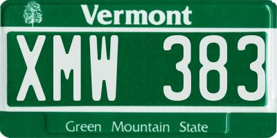 VT license plate XMW383