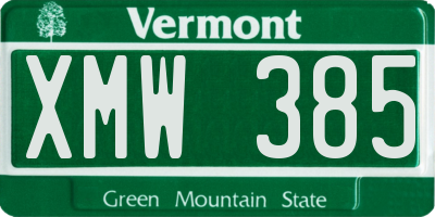 VT license plate XMW385