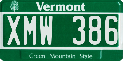 VT license plate XMW386