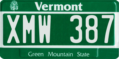 VT license plate XMW387