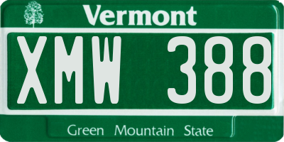 VT license plate XMW388