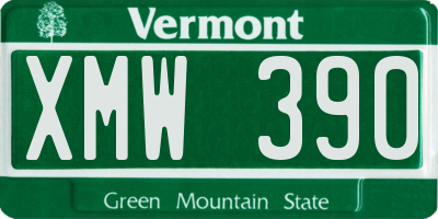 VT license plate XMW390