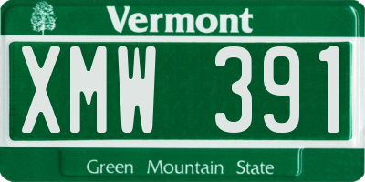 VT license plate XMW391