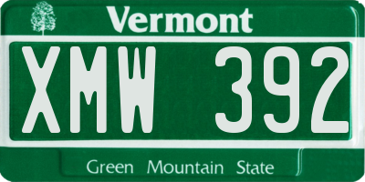 VT license plate XMW392