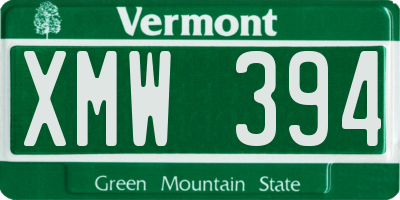 VT license plate XMW394