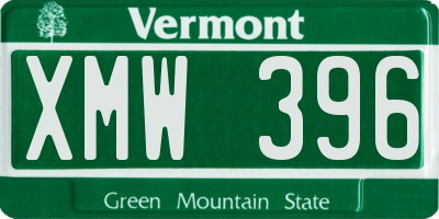VT license plate XMW396