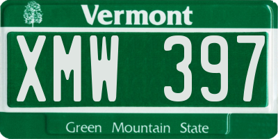 VT license plate XMW397