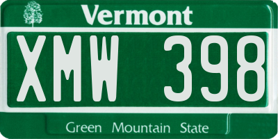 VT license plate XMW398