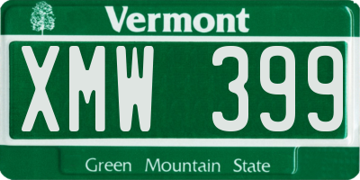 VT license plate XMW399
