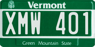 VT license plate XMW401