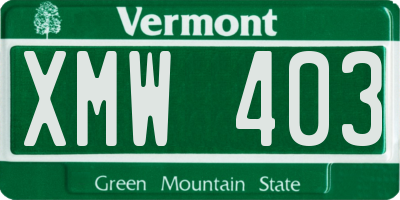 VT license plate XMW403