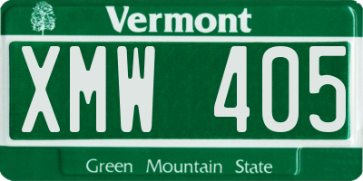VT license plate XMW405
