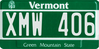 VT license plate XMW406