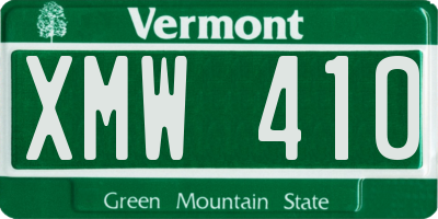 VT license plate XMW410