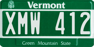 VT license plate XMW412