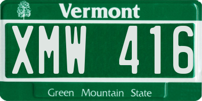 VT license plate XMW416