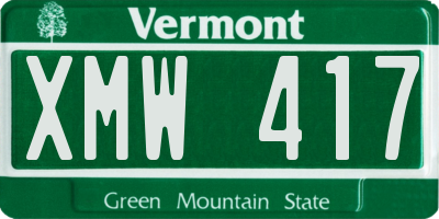 VT license plate XMW417