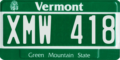 VT license plate XMW418