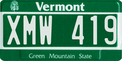 VT license plate XMW419