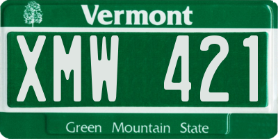 VT license plate XMW421