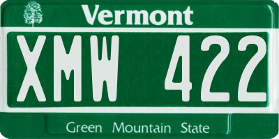 VT license plate XMW422